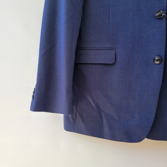 Tommy Hilfiger Navy Blue Blazer Mens 42L Vintage Plaid Preppy Sports Jacket - Picture 6 of 16